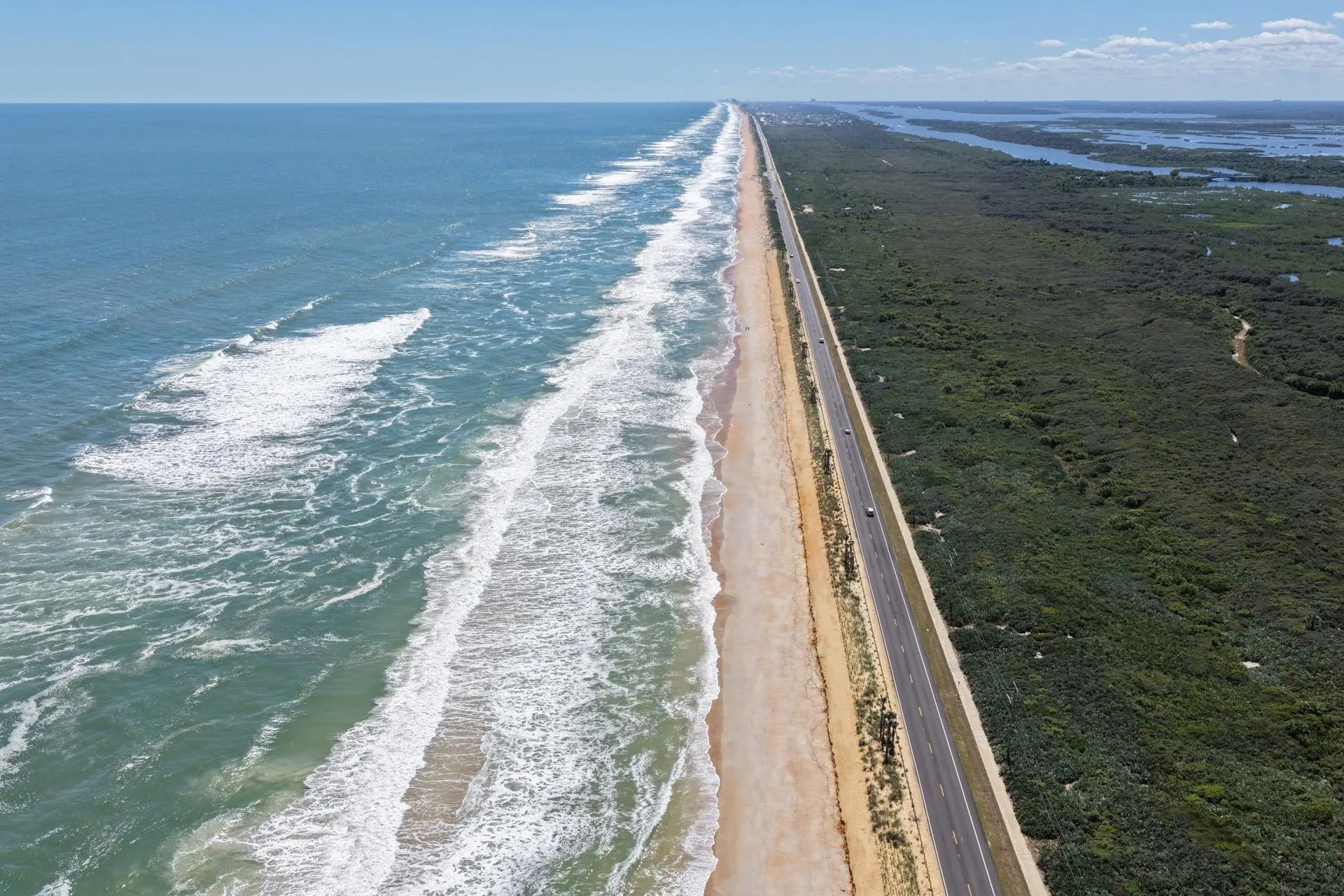 The coastline from above, shot near Ormond-by-the-Sea.